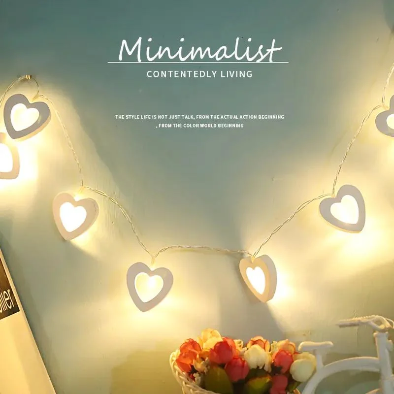 Wooden Heart Shaped Christmas Indoor Decoration LED String Light