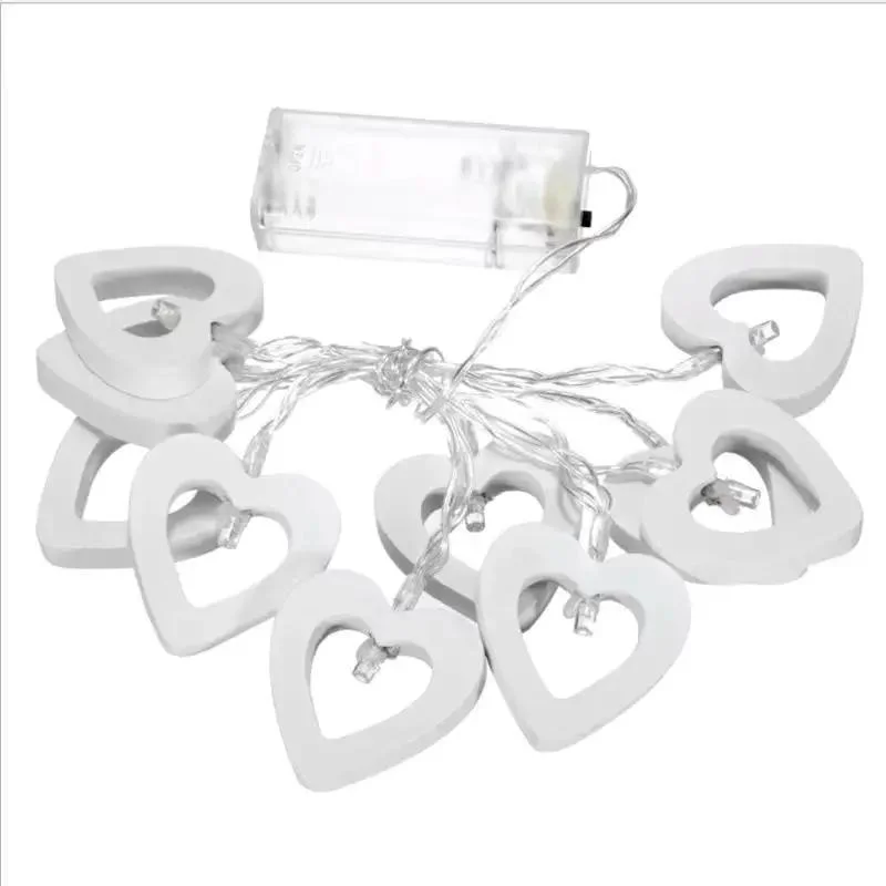 Wooden Heart Shaped Christmas Indoor Decoration LED String Light